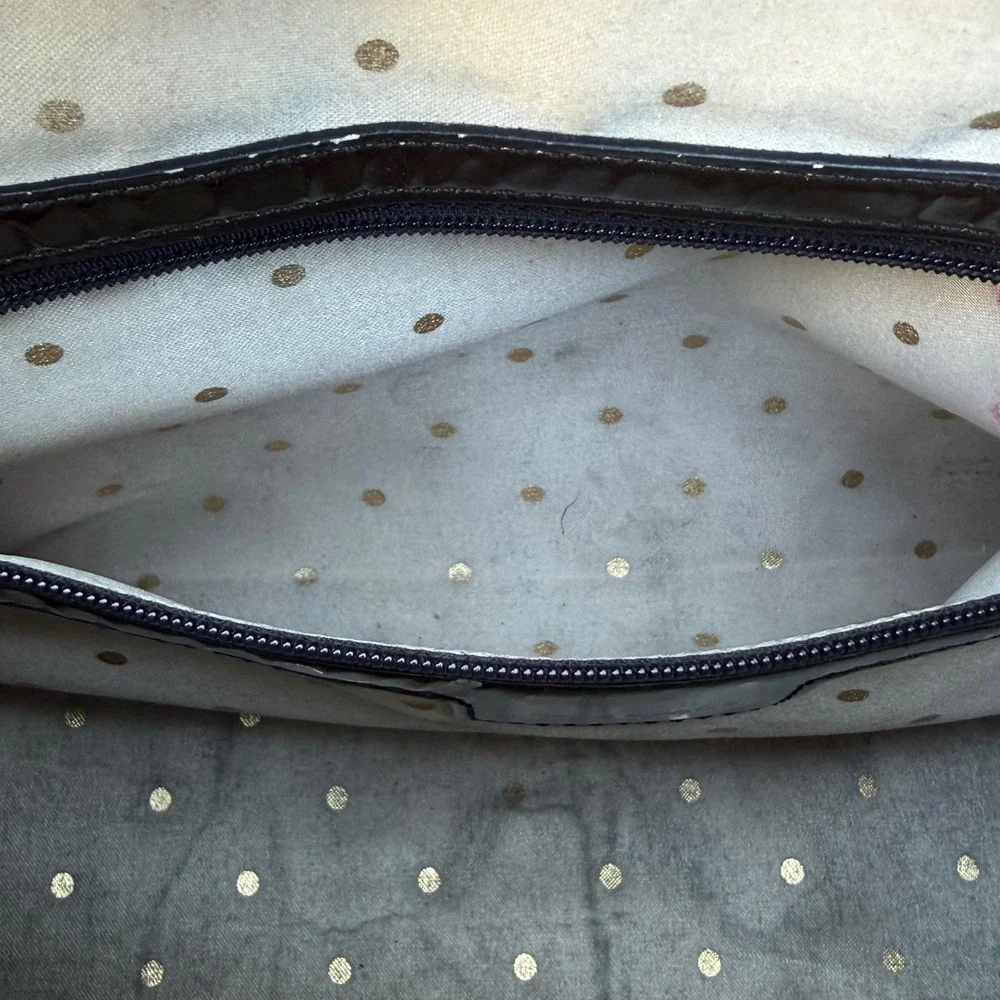 Kate Spade Brown Iridescent Patent Leather Rope Handle Shoulder Bag Y2K Vintage